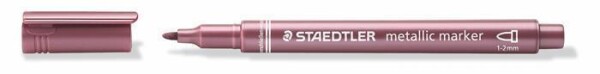 Staedtler metallic marker růžový 1–2 mm permanentní metalický popisovač neprůhledný na tmavý papír scrapbooking přání karty kaligrafie dekorace