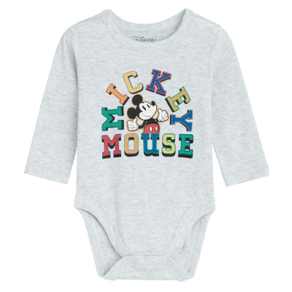 Body s dlouhým rukávem Mickey Mouse- šedé - 98 GREY MELANGE