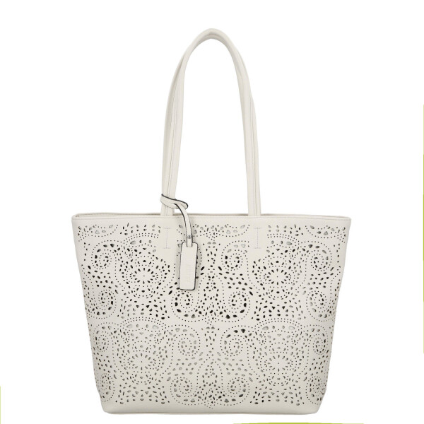 Stylová dámská koženková kabelka na rameno Zoe, krémová