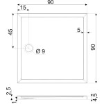 KERRA - Vanička čtvercová David Slim 90 (černý, struktura) 5907548118165