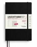 Týdenní plánovač Zápisník Black, Medium A5 2027, Softcover, anglicky