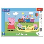 Puzzle Prasátko Peppa Veselý vláček 15 dílků
