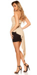 Sexy KouCla bandeau mini dress high low peplum BEIGE