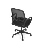 Židle kancelářská, černý MESH a černá látka, plastový kříž, houpací mechanismus.