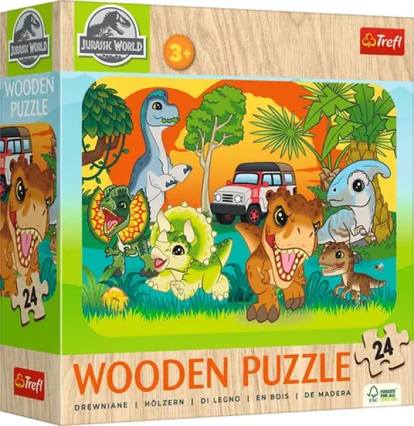 Trefl - Puzzle - Dřevěné puzzle Jurský svět: Seznam se s dinosaury
