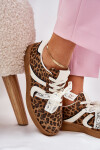 Nízké Dámské Sneakersy S Krajkou Leopardí Hnědé Zielle 36