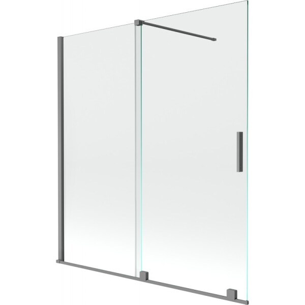 MEXEN/S - Velar dvoukřídlá posuvná vanová zástěna 150 x 150, transparent, grafit metal 896-150-000-01-95