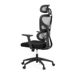 Kancelářská židle, šedá síťovina, černý plast, kolečka na tvrdé podlahy