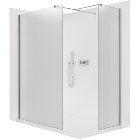 CERANO Sprchová zástěna Walk-in Onyx T L/P - 8 mm - hranatá vzpěra - chrom, mléčné sklo - 90x70x200 cm