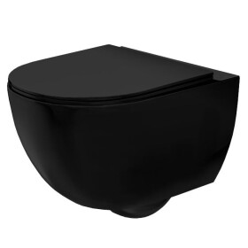 REA - Závěsná WC mísa včetně sedátka RIMLESS Carlo Mini Slim černá matná REA-C8489