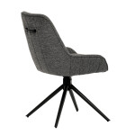Židle jídelní a konferenční, tmavě šedá látka, černé kovové nohy, otočná P90°+ L 90° s vratným mechanismem - funkce res