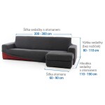 Super strečové potahy NIAGARA antracitová sedačka s otomanem vpravo (š. 200 - 300 cm)