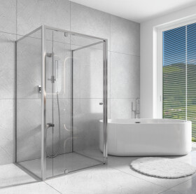 H K - Třístěnný sprchový kout Style U3 90x100x90 L/P varianta včetně sprchové vaničky z litého mramoru SE-STYLEU39010090/THOR-10090