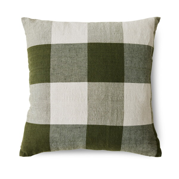 HK living Lněný polštář Lowlands 50 x 50 cm, zelená barva, textil