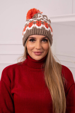Dámská čepice Laila K283 dark beige+ecru UNI