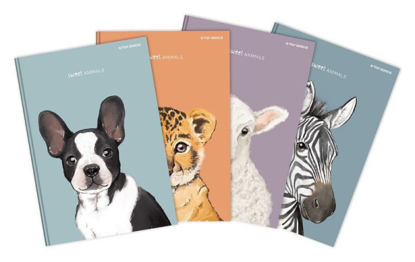 Záznamní kniha A4, 96l, 70g, čtverečkovaná - Animal (mix)