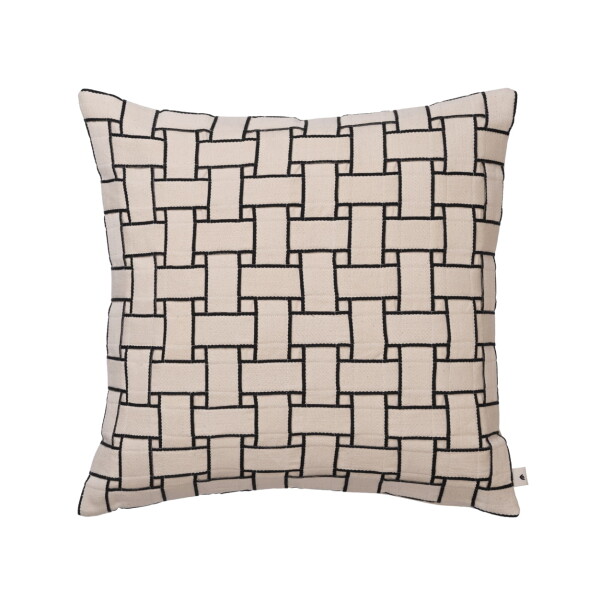 Ferm Living Povlak na polštář Lattice Off-white/Black 50 × 50 cm, krémová barva, textil