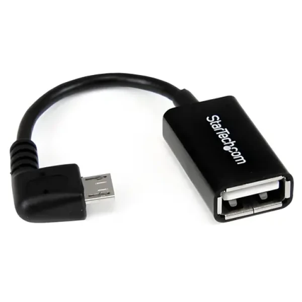 StarTech OTG kabel Micro USB (M) - USB A (F) černá / OTG kabel / Úhlový konektor / USB 2.0 480 Mbit/s / 12,7 cm (UUSBOTGRA)