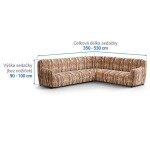 Bielastické potahy OCEANO NOVÉ cihlové rohová sedačka (š. 350 - 530 cm)