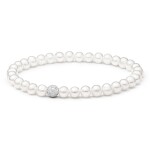 Perlový náramek se zirkony Rosie - sladkovodní perla, Ag 925/1000, 19 cm Bílá