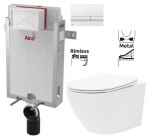 ALCADRAIN Renovmodul - předstěnový instalační systém s bílým tlačítkem M1710 + WC REA Carlo Flat Mini Rimless + SEDÁTKO AM115/1000 M1710 CF1