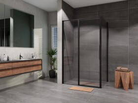 Lansanit Sprchový kout obdélník otevírací s pevným segmentem Tadao 1100x900, černá, čiré sklo