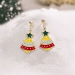 Náušnice ve tvaru vánočního stromečku - stříbrné zapínání, Zlatá