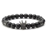 Pánský dvojitý náramek Royal Skull - achát, zirkony, Černá 20 cm