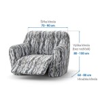 Bielastické potahy OCEANO NOVÉ šedo-modré relaxační křeslo (š. 70 - 90 cm)