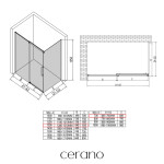 CERANO - Sprchový kout Lantono L/P - 8 mm - Soft-Close - černá matná, transparentní sklo - 130x70x195 - posuvný CER-433124