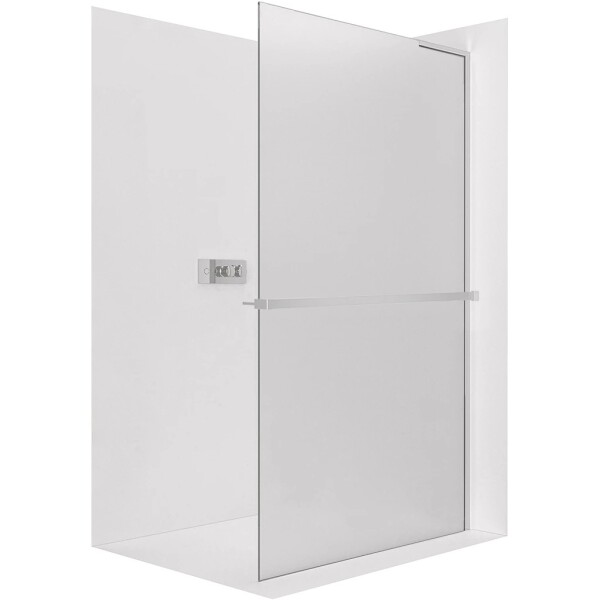 CERANO Sprchová zástěna Walk-in Onyx L-pravá vzpěra - 8 mm + polička/držák na ručníky - chrom, mléčné sklo - 70x200 cm