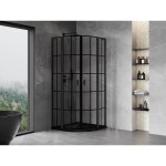 MEXEN/S - Mist L sprchový kout čtvrtkruh, křídlové 80 x 80, černá kratka, černá 8A32L-080-080-70-77