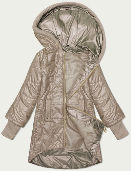 Dámská prošívaná bunda ve velbloudí barvě s ozdobnými stahovacími lemy S'West (B8345-12) odstíny béžové 54