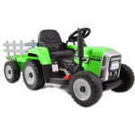 Mamido Elektrický traktor s vlečkou T2 zelený 12V7Ah EVA kola