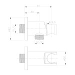 SAPHO - Držák sprchy kulatý, pevný, s vyústěním, měď mat 1205-09PG