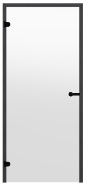 Dveře do sauny HARVIA 8x19, čiré 790x1890 mm, borovice, černý rám CD81904BLL