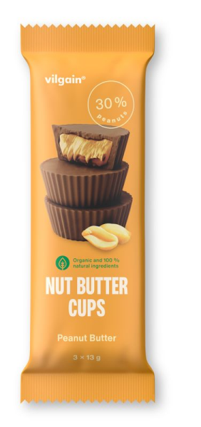 Vilgain Nut Butter Cups BIO – arašídové máslo 39 g (3 x 13 g)