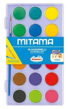 Mitama 62890-90321 fialová / Vodové barvy / 18 barev / průměr 2,9 cm / štětec č. 4 (62890-90321)
