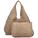 Módní koženková sada kabelek přes rameno a crossbody Saga, světle béžová