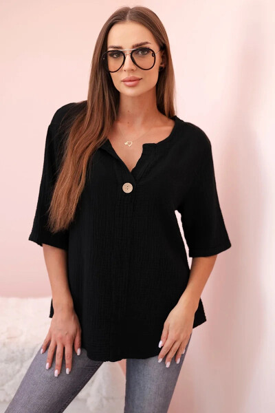 Dámská mušelínová košile s knoflíkem černá UNI