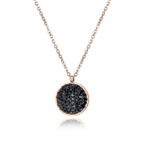 Ocelový náhrdelník se zirkony Melissa Black Gold - chirurgická ocel, Černá 40 cm + 5 cm (prodloužení)