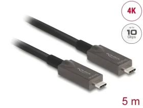 DeLock Aktivní optický kabel USB-C - USB-C 5 m černá / Kabel / DP Alt Mode / 4K / PD (84146)