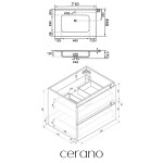 CERANO - Koupelnová skříňka Carole - dub medový + keramické umyvadlo Novo - bílá lesklá - 71x49,5x46,5 CER-8050BD85863