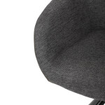 Židle jídelní, šedá látka a tmavě šedá látka v dekoru vintage kůže, černý kov, otočná P90°+ L90° s vratným mechanismem -