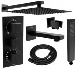 MEXEN/S - Cube DR02 podomítkový vanový SET s vytokovou hubicí + slim sprcha 25, černý 77503DR0225-70