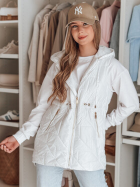 Dámská přechodná prošívaná vesta OLINVIA bílá FashionStreet TY4886 L