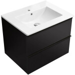 CERANO - Koupelnová skříňka Velora - černá matná, úchytka černá + keramické umyvadlo Todo - bílá lesklá - 61x55x46,5 CER-664897
