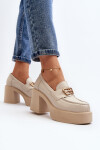 Zazoo 20170 Dámská kožená obuv na podpatku světle béžové 40