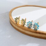 Náušnice Swarovski Elements Leah Blue - květina, Modrá