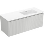 MEXEN/S - Rivel koupelnová skříňka 120 cm s umyvadlem Otis pravá, 1S, 1D, reliéf, šedá mat/bílá mat 91A23-12047-3-BBFF62-W18P01